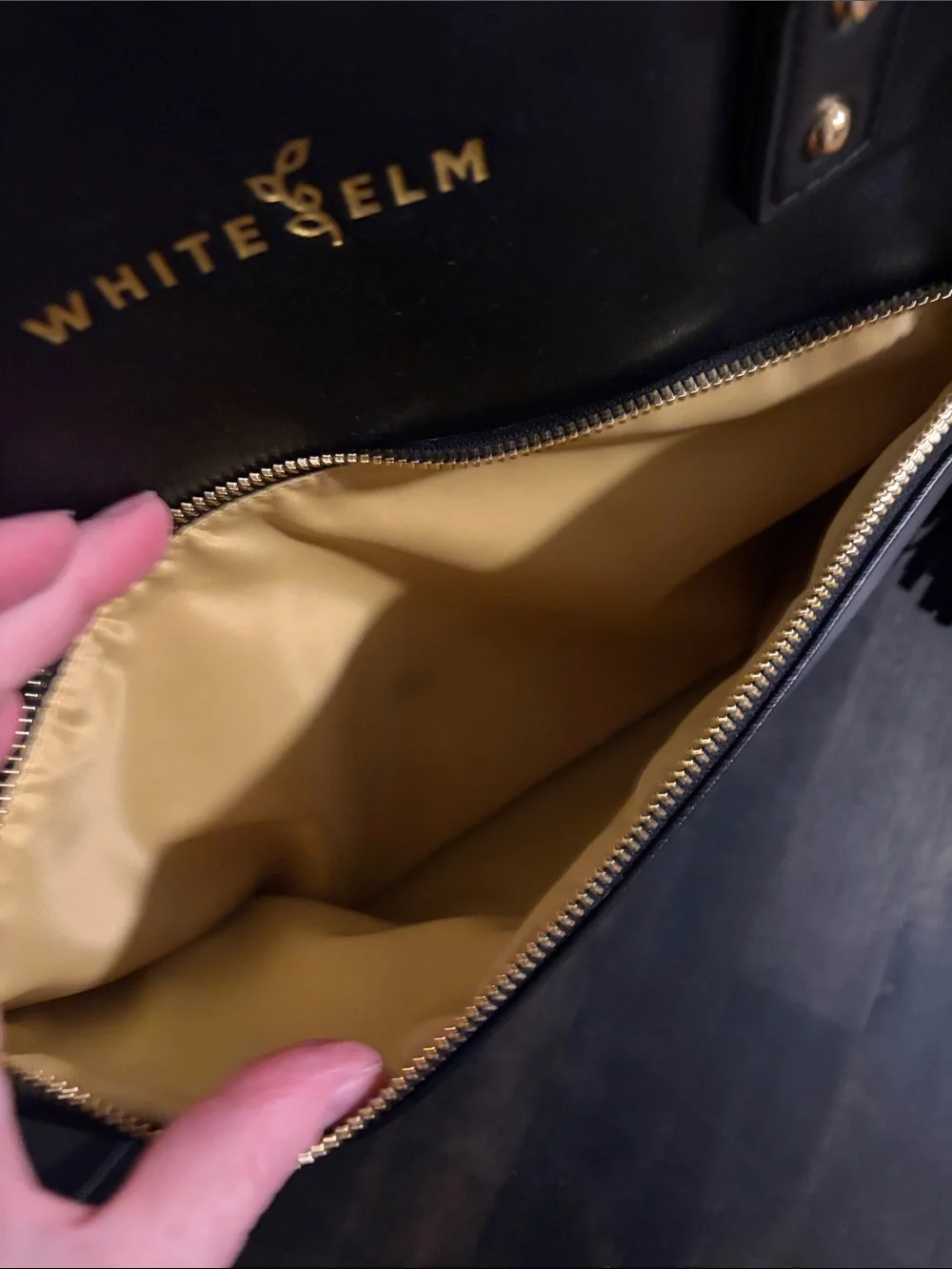 White Elm Black & Gold Gemini Convertible Backpack Tote Teacher Mom Travel